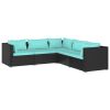 Garden Lounge Set Black PE rattan 5 Piece Set Modular