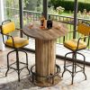 Bar Table, Round Bistro Pub Table with Footrest for Dining Coffee Cocktail(Only Table)