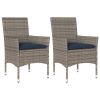 Patio Chairs with Cushions 2 pcs Grey Poly Rattan