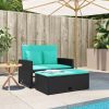 Patio Sofa Black PE Rattan 2-Seater