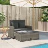 Garden Sofa Grey PE rattan Medium