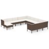 12 Piece Patio Lounge Set with Cushions Poly Rattan Brown