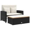Patio Sofa Black Poly Rattan 2-seater