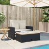 Patio Sofa Black Poly Rattan 2-seater