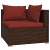 Garden Lounge Set Brown with cinnamon red cushions