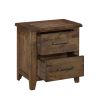Classic Transitional Design Nightstand Burnished Finish Solid Rubberwood Bedroom Side Table Rustic Look Furniture