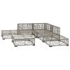 Patio Sofa Set Set of 6 Gray PE Rattan Medium Modular