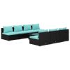 Garden Lounge Set Black PE rattan Standard Modular
