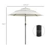 3-Tier 9tf Patio Umbrella, Outdoor Market Umbrella with Crank and Push Button Tilt for Deck, Backyard, beige