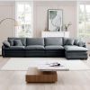 Corduroy Sofa Modern Upholstered 4 Seater with with 1 Footstool Corduroy Fabric Sofa , Office Living Room Apartment Comfort Sofa