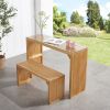 Natural Pine Dining Long Bench and Table Set – Versatile Indoor Wood Furniture for Entryway, Living Room, Kitchen