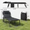 Folding Chaise Lounge Chair Outdoor Tanning Chair with 5-Position Backrest, Cushion, Side Pocket, Dark Gray