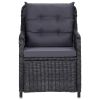 Rattan Chair Set of 2 Black and Dark Grey