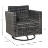 Outdoor Swivel Rocker, PE Wicker Dining Chair, 360 Degree Swivel Patio Glider with Cushions for Backyard, Lawn, Garden, Deck, Porch, Steel Frame