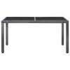 Dining Set Grey Polyethylene Rattan 7 Piece Set