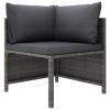 Garden Sofa Grey PE rattan, steel, polyester 3-Seater