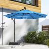 10 ft Cantilever Patio Umbrella with Light, Weight, Offset Hanging Outdoor Umbrella with Protective Cover, Lake Blue