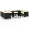 Garden Lounge Set Black, Cream white