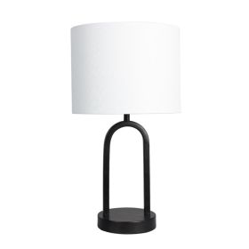 16.75"H Metal Black Arch Table Lamp with White Fabric Lamp Shade