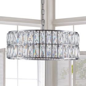 Crystal Chandeliers, 5-Tier Round Semi Flush Mount Chandelier Light Fixture