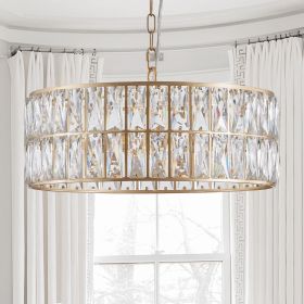 18" Golden Modern Crystal Drum Chandelier