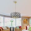 19" Geometric Crystal and BlackGold Round Pendant Chandelier