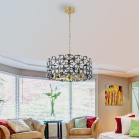 19" Geometric Crystal and BlackGold Round Pendant Chandelier