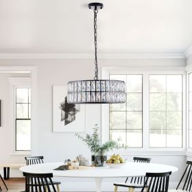 18" Black Modern Crystal Drum Chandelier