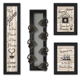 Kitchen Collection VII" 4-Piece Vignette with 7-Peg Mug Rack by Millwork Engineering — Black Frame
