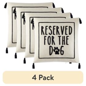 (4 pack)Black and White Reserved For Dog Square Decorative Throw Pillow For Adults