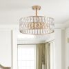 18" Golden Modern Crystal Drum Chandelier