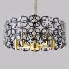 19" Geometric Crystal and BlackGold Round Pendant Chandelier