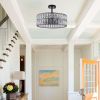 18" Black Modern Crystal Drum Chandelier