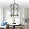 18" Modern 8-Light Black Gold Geometric Pendant Chandelier