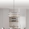Crystal Chandeliers, 5-Tier Round Semi Flush Mount Chandelier Light Fixture