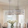 Crystal Chandeliers, 5-Tier Round Semi Flush Mount Chandelier Light Fixture