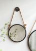 19.5" in Handsome Cleveland Mirror with Rope Strap Contemporary Design Circle Mirror with Grey Round Metal Frame for Wall Decor Bathroom