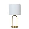 16.75" Gold Metal Arch Table Lamp with White Fabric Lamp Shade