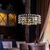 19" Geometric Crystal and BlackGold Round Pendant Chandelier