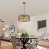 19" Geometric Crystal and BlackGold Round Pendant Chandelier