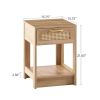 15.75" Rattan End table with drawer