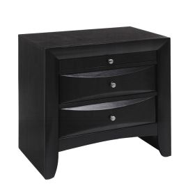 Contemporary 2 Drawer Wood  Nightstand by Ireland — Black