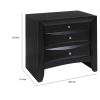 Contemporary 2 Drawer Wood  Nightstand by Ireland — Black