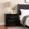 Contemporary 2 Drawer Wood  Nightstand by Ireland — Black