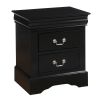 Traditional 2 Drawers wood Nightstand by Louis Philippe III — Black