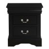 Traditional 2 Drawers wood Nightstand by Louis Philippe III — Black
