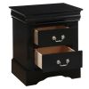 Traditional 2 Drawers wood Nightstand by Louis Philippe III — Black