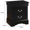 Traditional 2 Drawers wood Nightstand by Louis Philippe III — Black