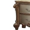 Wooden Nightstand with Two Drawers, Gold And Bone White