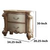 Wooden Nightstand with Two Drawers, Gold And Bone White